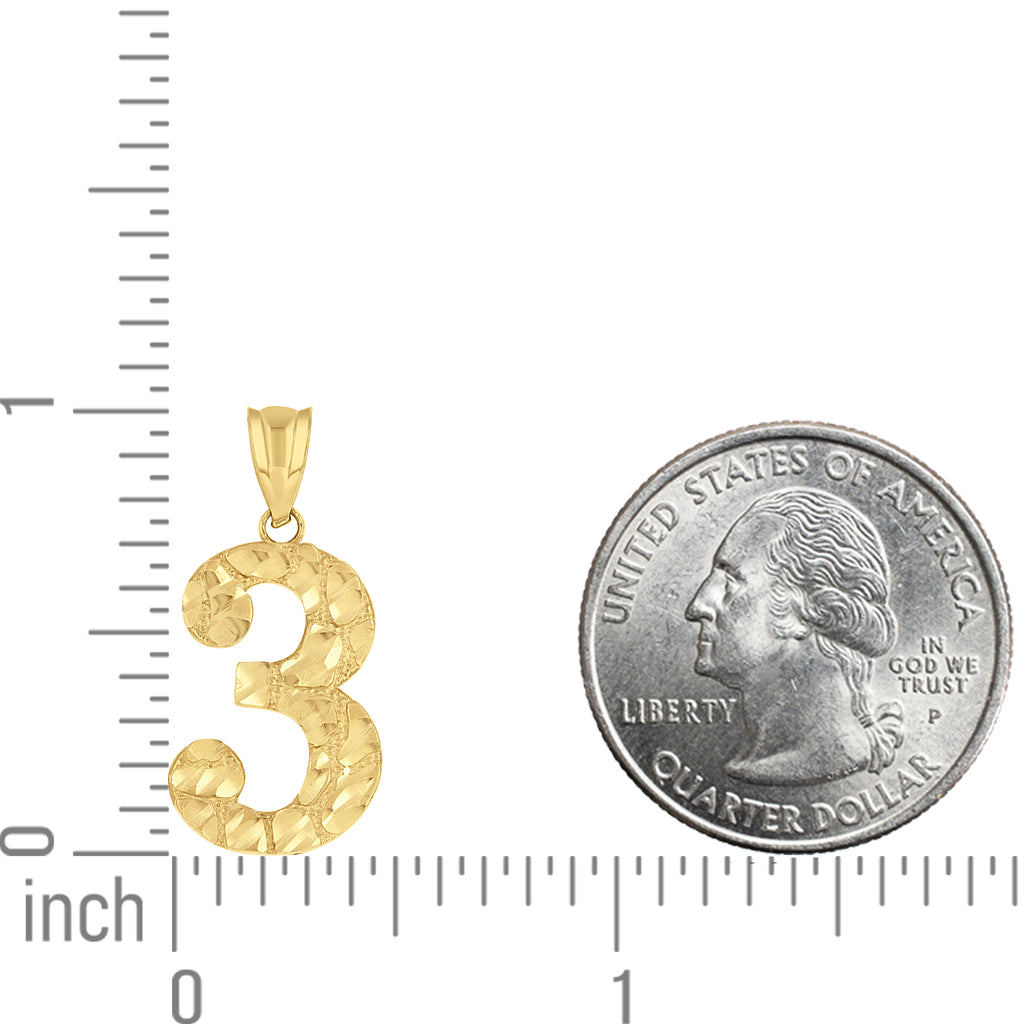 14K Gold Number "3" Pendant