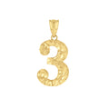 14K Gold Number "3" Pendant
