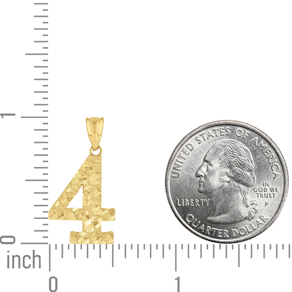 14K Gold Number "4" Pendant