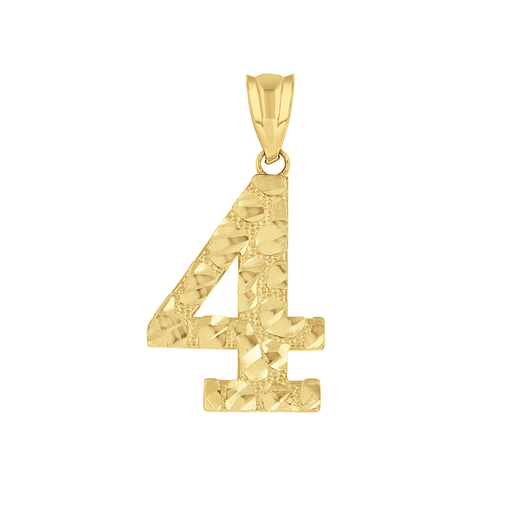 14K Gold Number "4" Pendant