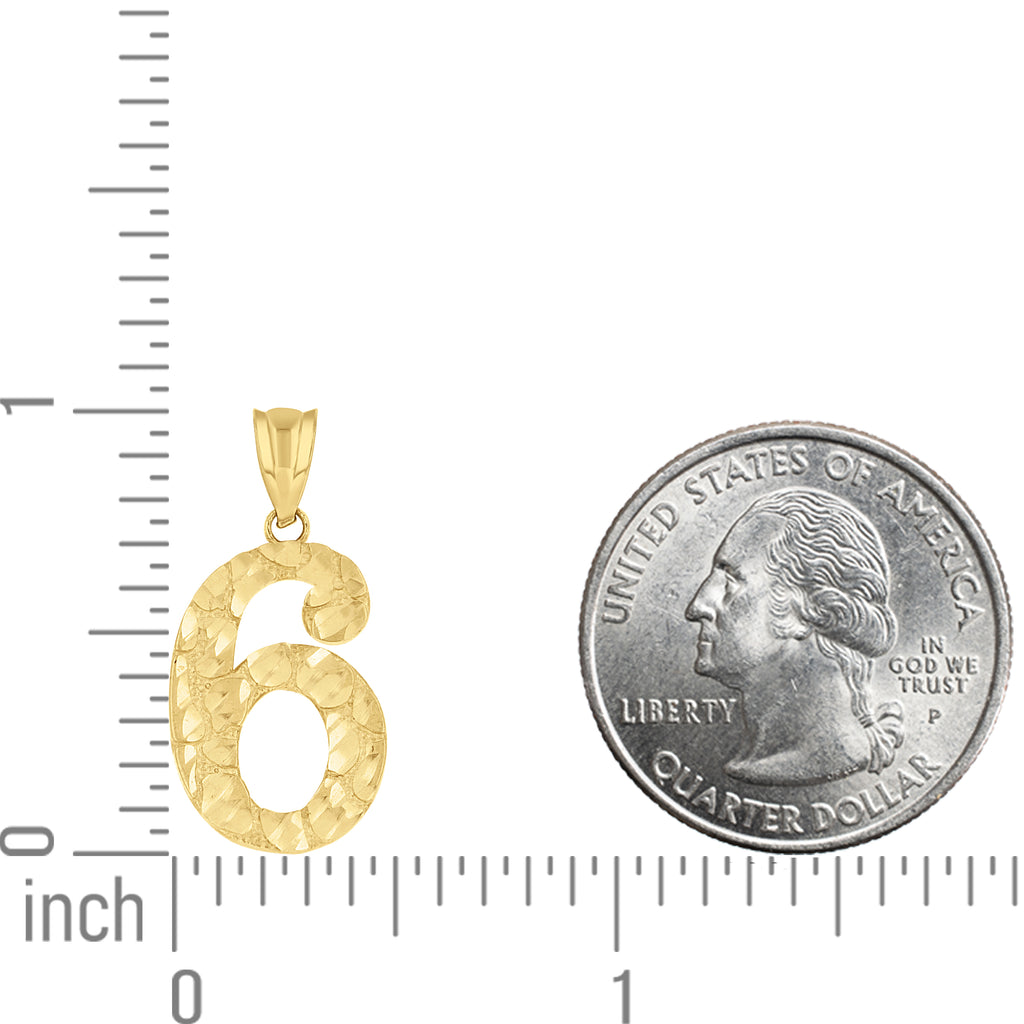 14K Gold Number "6" Pendant