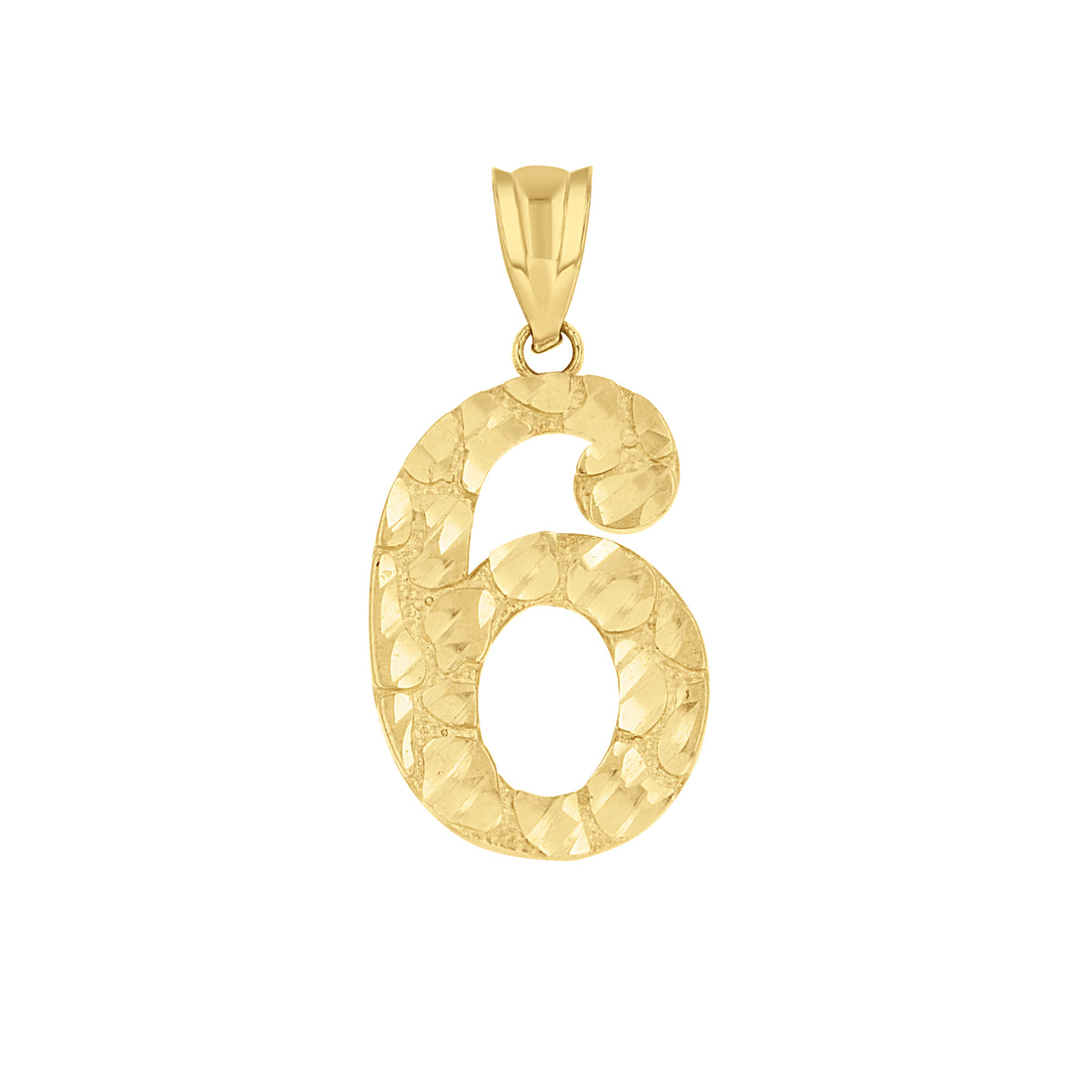14K Gold Number "6" Pendant