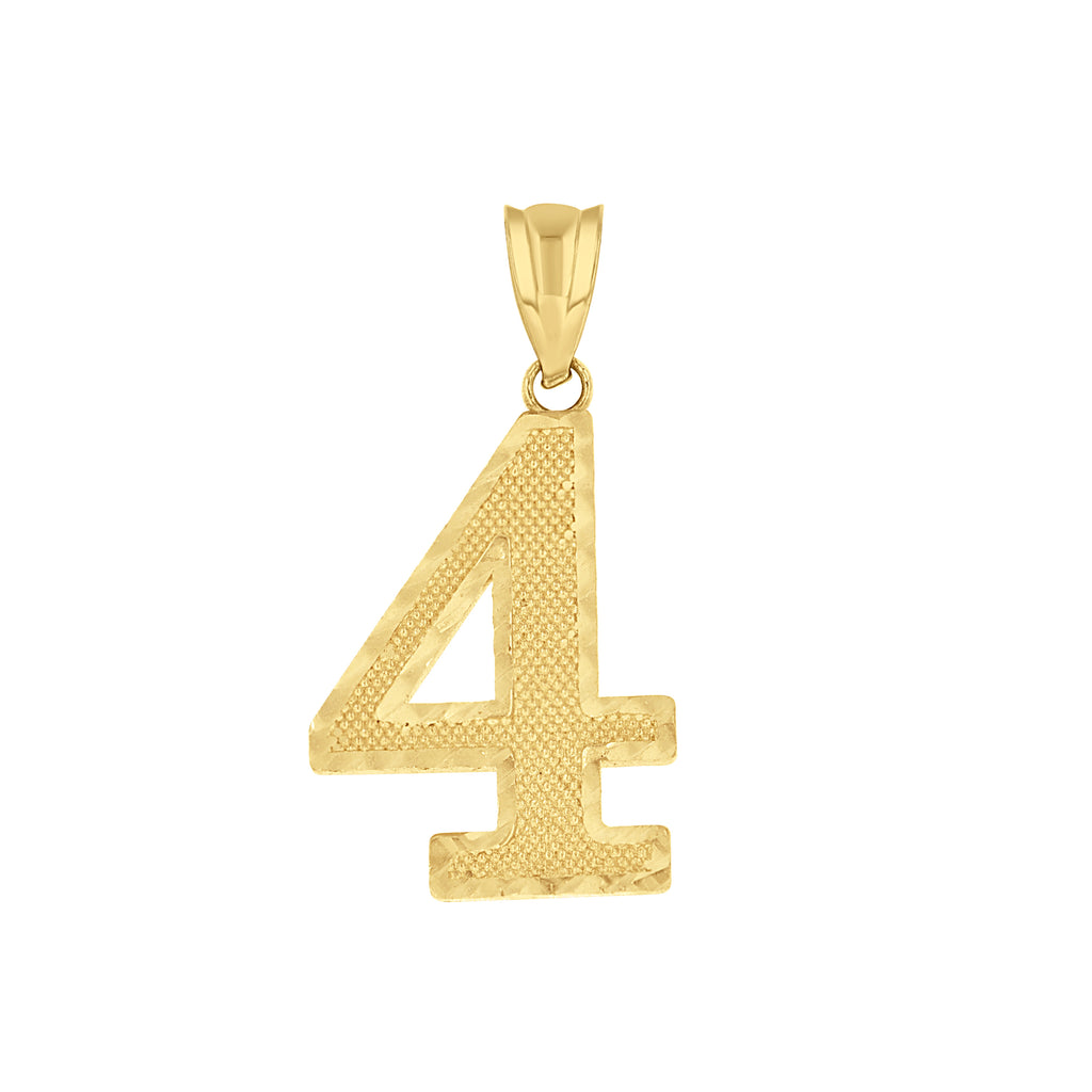 14K Gold Number "4" Pendant