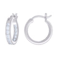 925 Sterling Silver Womens Cubic-Zirconia Inside-Out 3mm-16 Hoop Earrings
