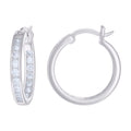 925 Sterling Silver Womens Cubic-Zirconia Inside-Out 3mm-20 Hoop Earrings