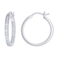 925 Sterling Silver Womens Cubic-Zirconia Inside-Out 3mm-24 Hoop Earrings