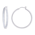 925 Sterling Silver Womens Cubic-Zirconia Inside-Out 3mm-36 Hoop Earrings
