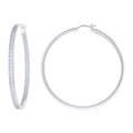 925 Sterling Silver Womens Cubic-Zirconia Inside-Out 3mm-56 Hoop Earrings