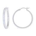 925 Sterling Silver Womens Cubic-Zirconia 3mm-30 Hoop Earrings