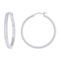 925 Sterling Silver Womens Cubic-Zirconia 3mm-36 Hoop Earrings