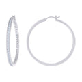 925 Sterling Silver Womens Cubic-Zirconia 3mm-48 Hoop Earrings