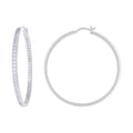 925 Sterling Silver Womens Cubic-Zirconia 3mm-52 Hoop Earrings