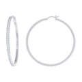 925 Sterling Silver Womens Cubic-Zirconia 3mm-56 Hoop Earrings