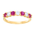 10K Yellow Gold Womens Purple White Cubic-Zirconia Eternity Band Ring