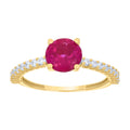 10K Yellow Gold Womens Pink White Cubic-Zirconia Fashion Ring