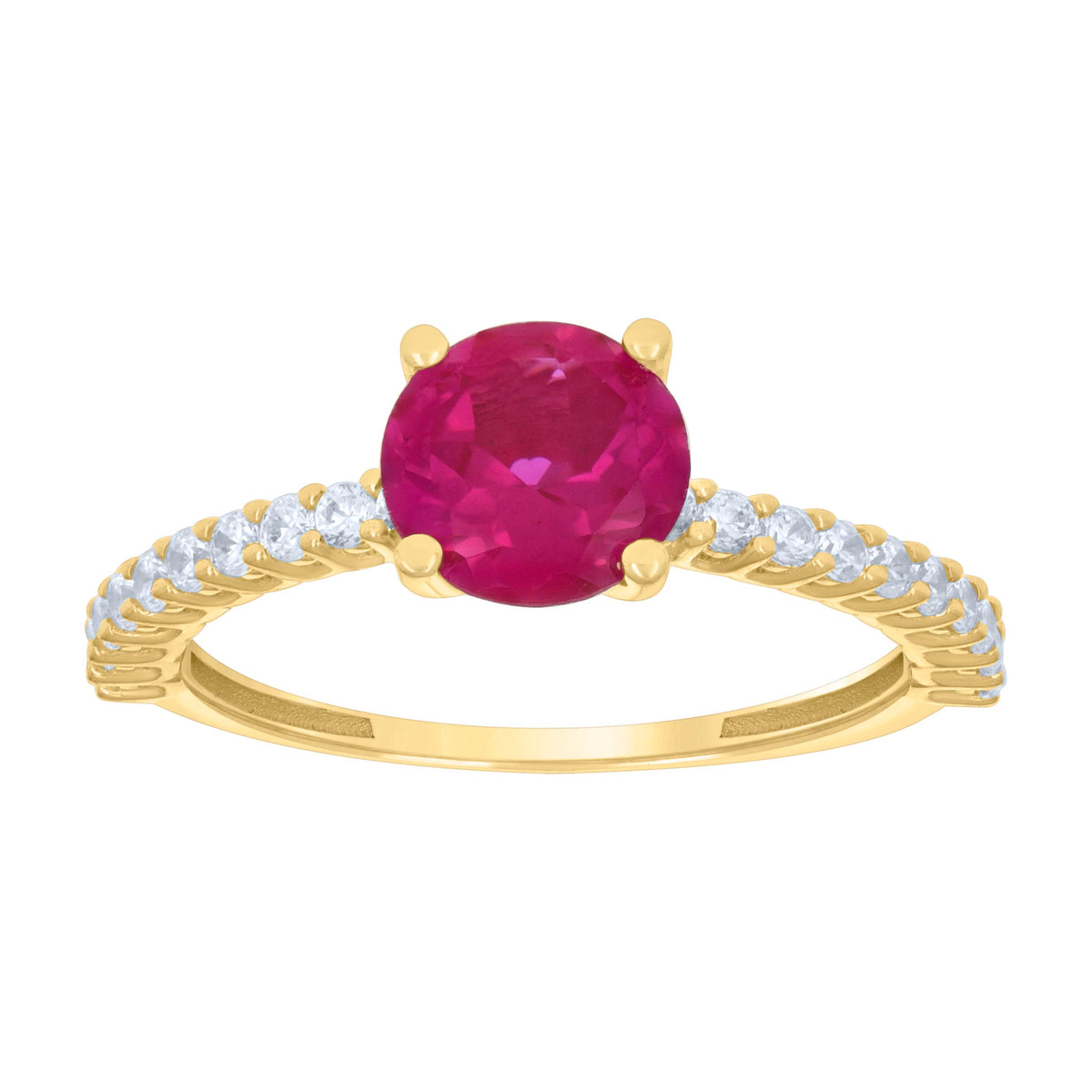 10K Yellow Gold Womens Pink White Cubic-Zirconia Fashion Ring