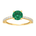 10K Yellow Gold Womens Green White Cubic-Zirconia Fashion Ring