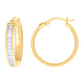10K Yellow Gold Womens Baguette Cubic-Zirconia Fashion Hoops Huggies Earrings