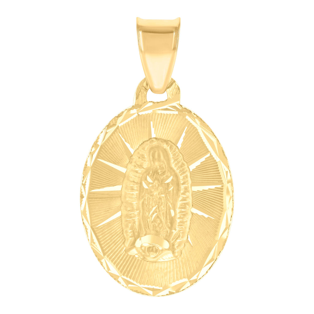 10K Yellow Gold Womens Oval Guadalupe Religious Charm Pendant