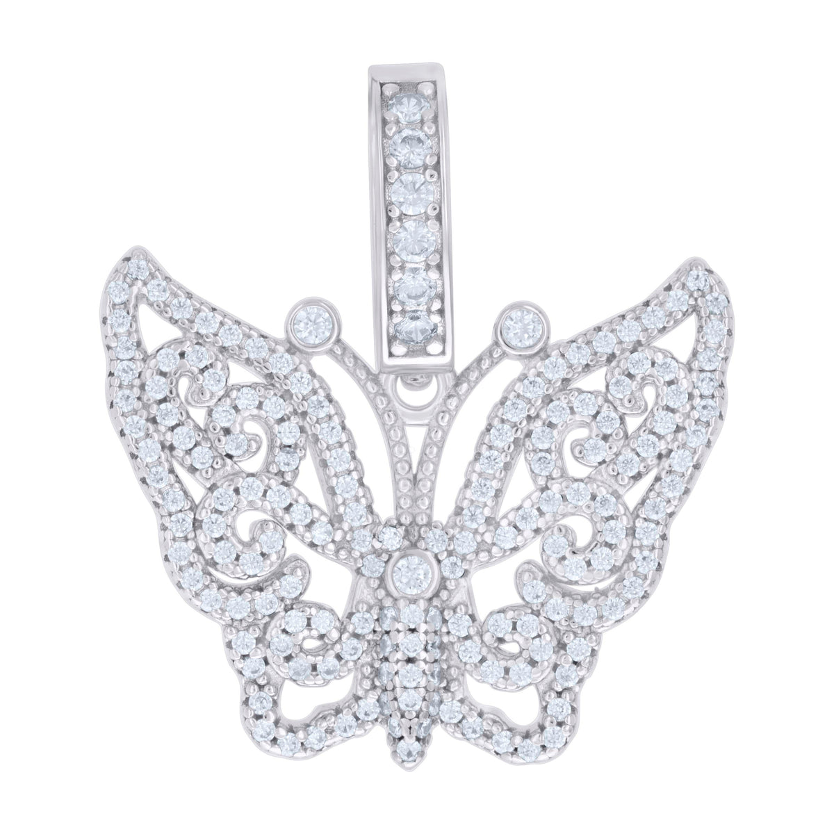 925 Sterling Silver Mens 1.60ct Moissanite Butterfly Fashion Charm Pendant