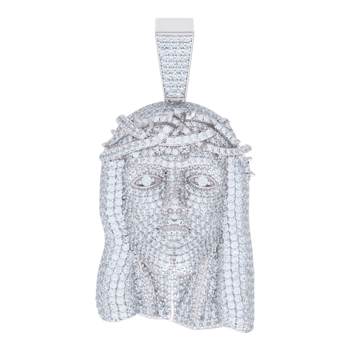 925 Sterling Silver Mens 8.77ct Moissanite Jesus Religious Charm Pendant