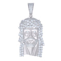 925 Sterling Silver Mens 3.01ct, 3.79ct Baguette Round Moissanite Jesus Religious Pendant