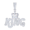 925 Sterling Silver Mens Round Baguette 1.99ct, 1.10ct Moissanite King Fashion Charm Pendant