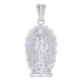 925 Sterling Silver Mens 1.13ct Moissanite Guadalupe/Mother Marry Religious Charm Pendant