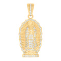 925 Sterling Silver Yellow-tone Mens 1.13ct Moissanite Guadalupe/Mother Marry Religious Pendant
