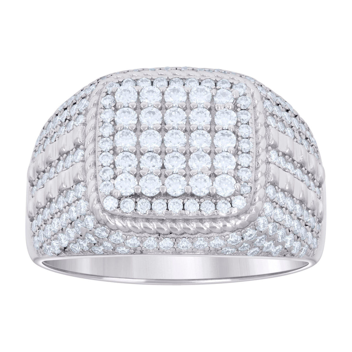925 Sterling Silver Mens 1.94ct Moissanite Square Head Fashion Ring
