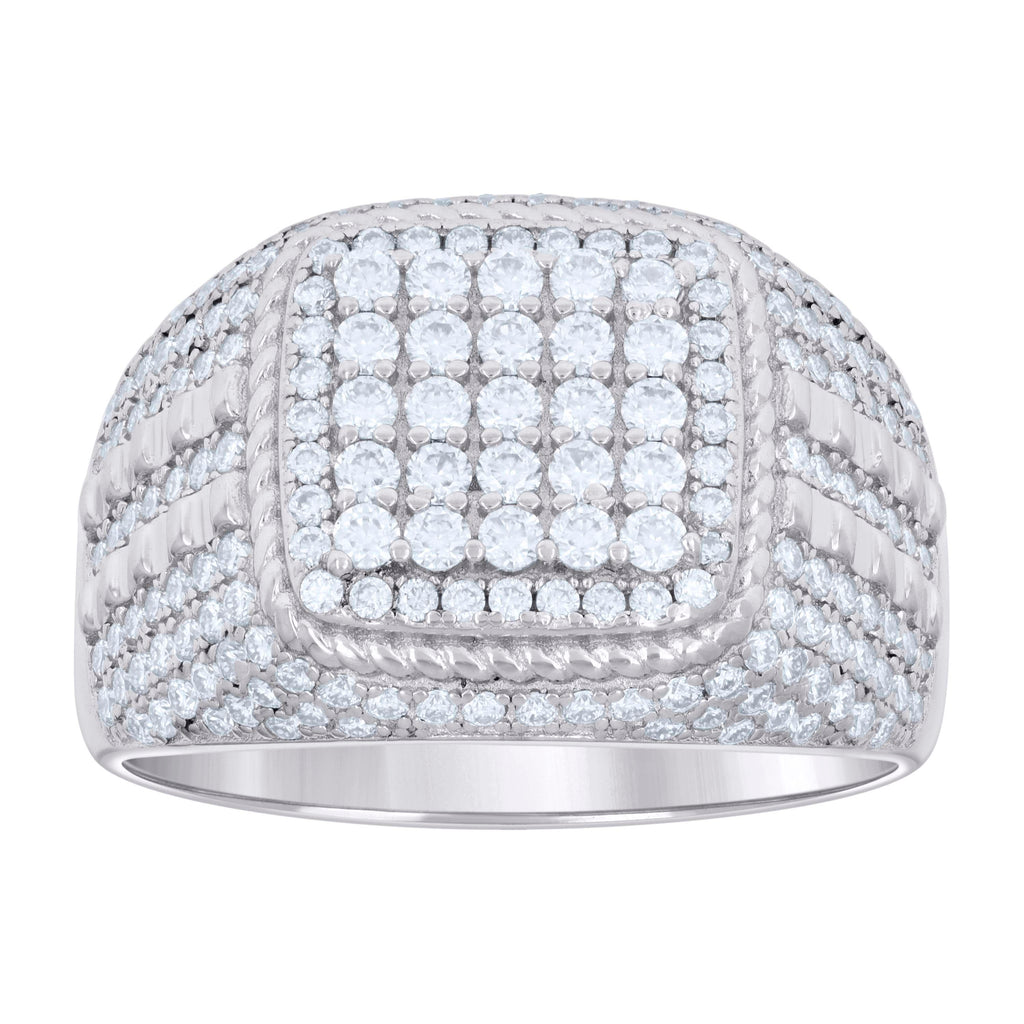 925 Sterling Silver Mens 1.94ct Moissanite Square Head Fashion Ring Size 10