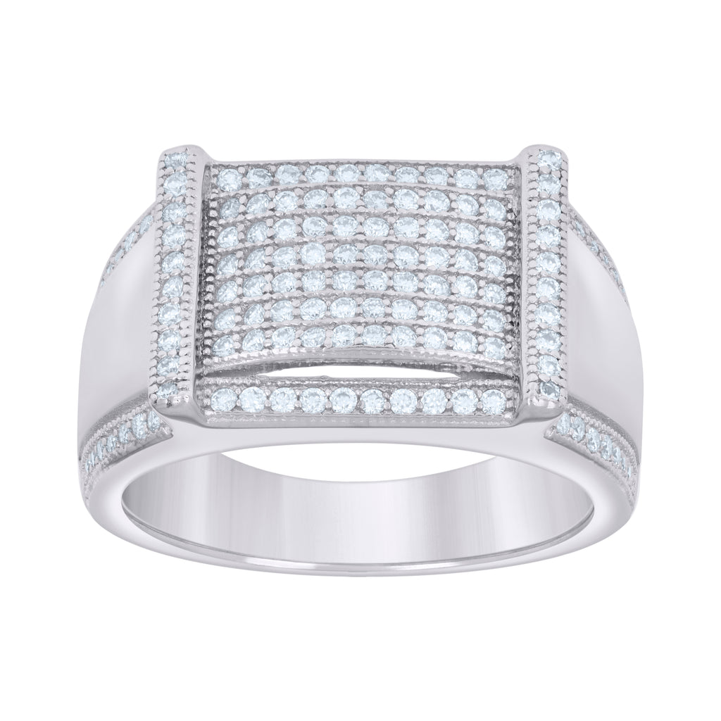 925 Sterling Silver Mens 0.69ct Moissanite Fashion Ring Size 9