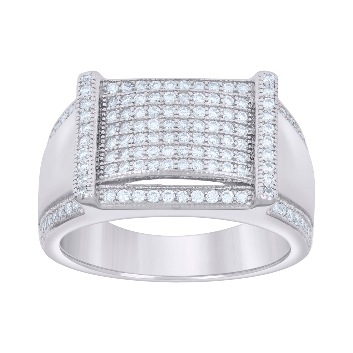 925 Sterling Silver Mens 0.69ct Moissanite Fashion Ring Size 9