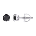 925 Sterling Silver Unisex Black Cubic-Zirconia 4mm Solitaire Stud Earrings