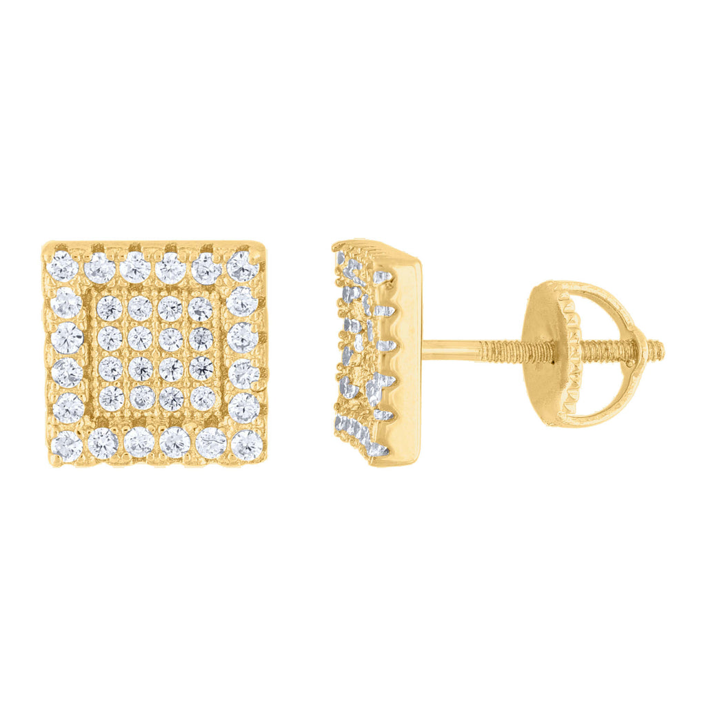 925 Sterling Silver Womens Yellow-tone 0.53ct Moissanite Square Fashion Stud Earrings