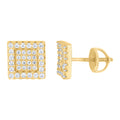 925 Sterling Silver Womens Yellow-tone 0.53ct Moissanite Square Fashion Stud Earrings