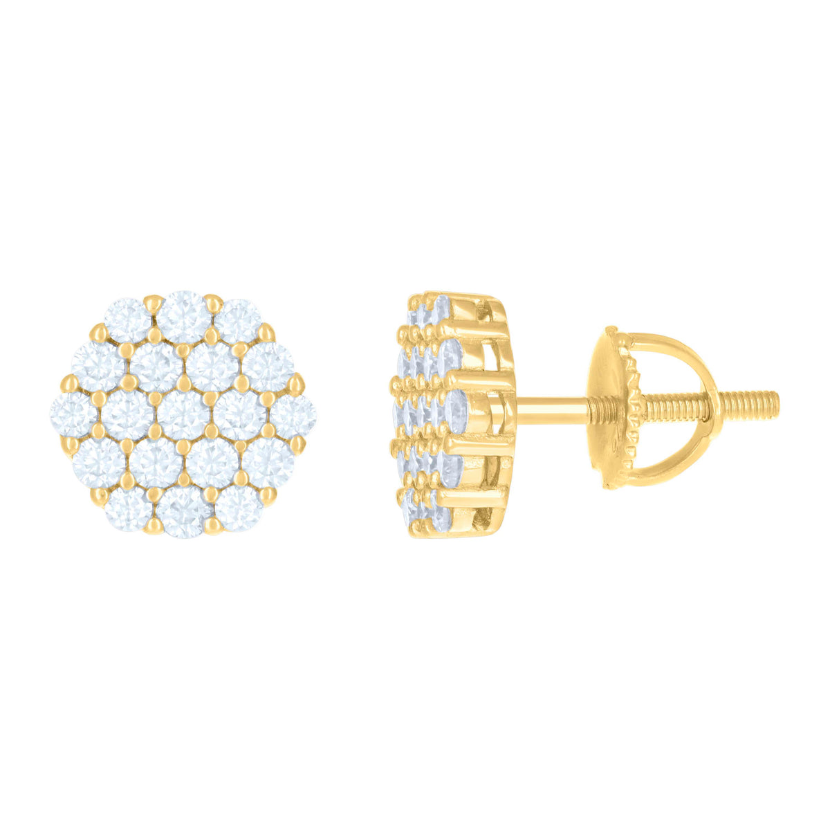 925 Sterling Silver Womens Yellow-tone 0.76ct Moissanite Octagon Fashion Stud Earrings
