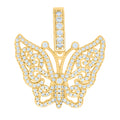 925 Sterling Silver Yellow-tone Womens Cubic-Zirconia Butterfly Fashion Charm Pendant