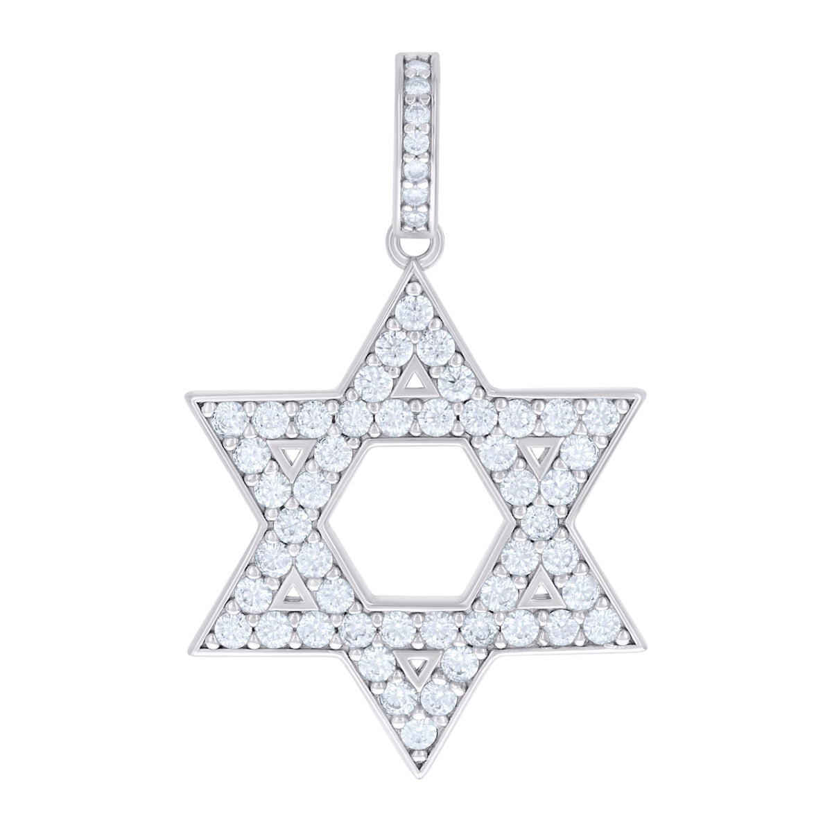 925 Sterling Silver Unisex Cubic-Zirconia Star Of David Symbol Religious Charm Pendant