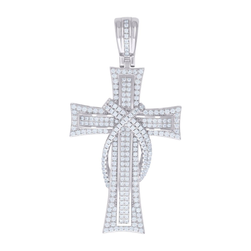 925 Sterling Silver Mens Cubic-Zirconia Cross Religious Charm Pendant