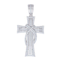 925 Sterling Silver Mens Cubic-Zirconia Cross Religious Charm Pendant