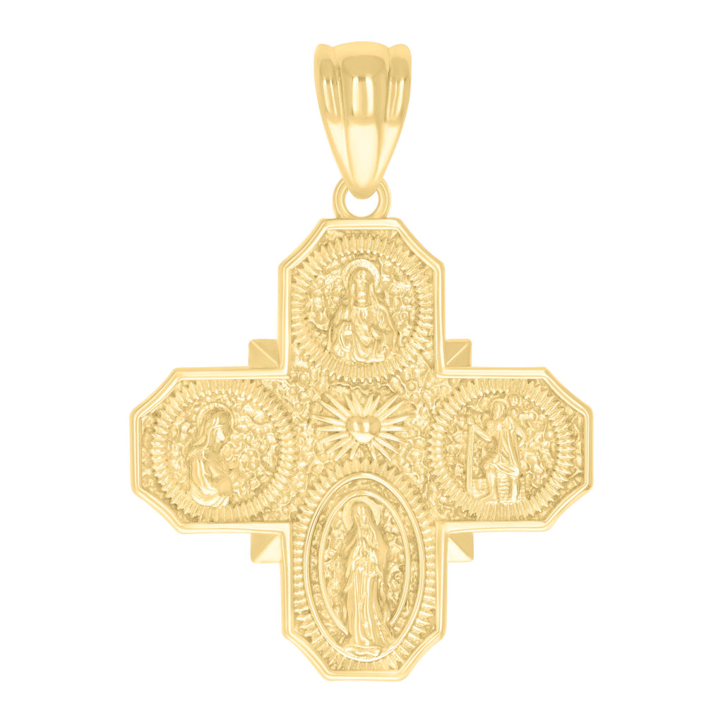 925 Sterling Silver Yellow-tone Mens Saints Cross Religious Charm Pendant
