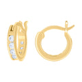 925 Sterling Silver Yellow-Tone Womens Cubic-Zirconia Fashion Hoop Earrings 3mm