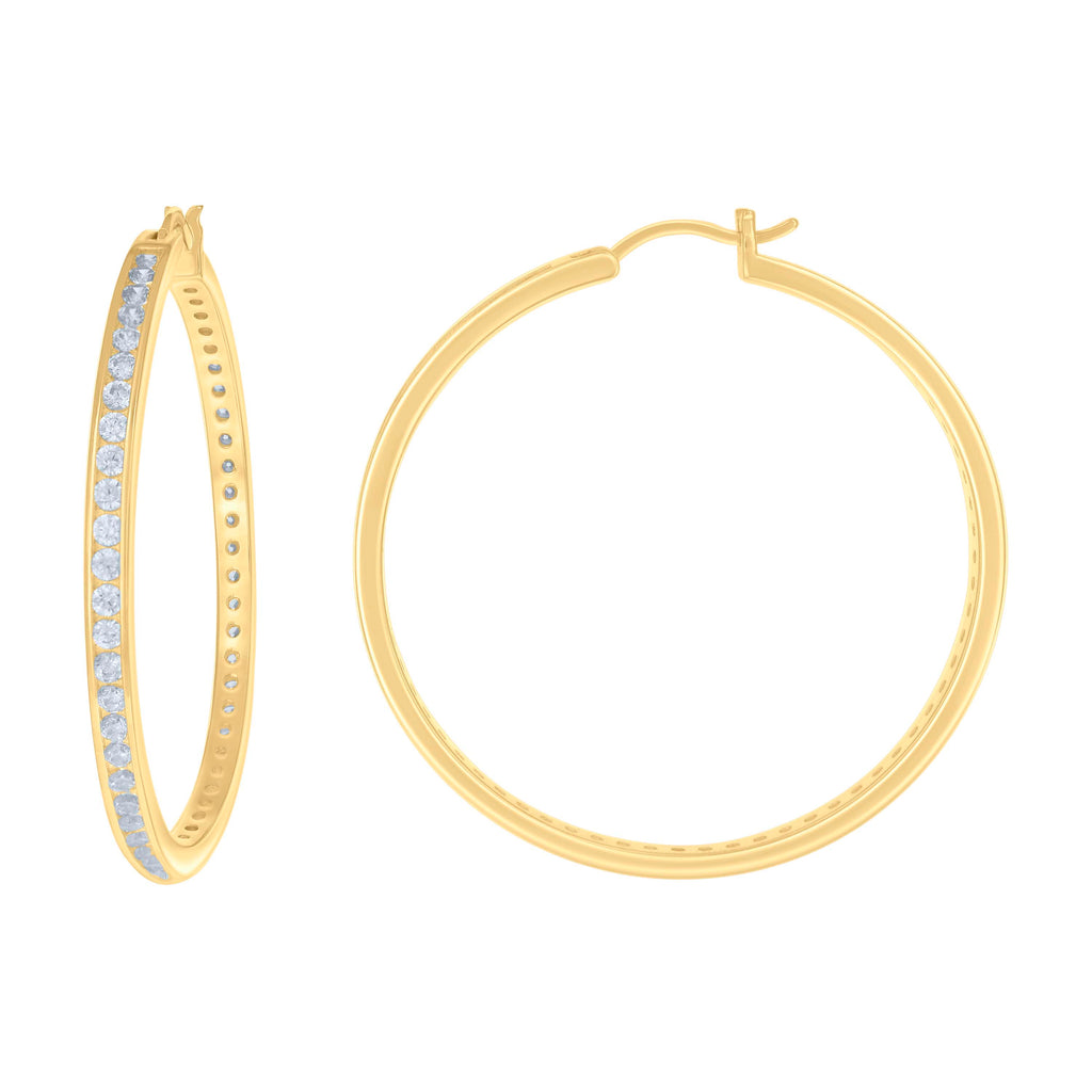 925 Sterling Silver Womens Cubic-Zirconia 3mm-48 Hoop Earrings