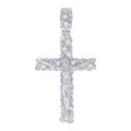925 Sterling Silver Mens Cubic-Zirconia Nugget Crucifix Cross Religious Charm Pendant