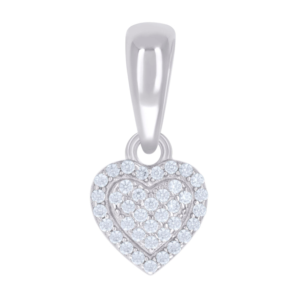 925 Sterling Silver Womens Cubic-Zirconia Heart Charm Pendant