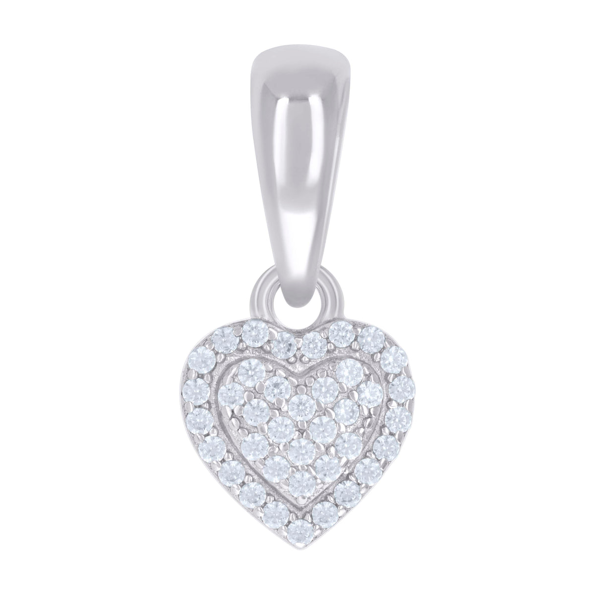 925 Sterling Silver Womens Cubic-Zirconia Heart Charm Pendant