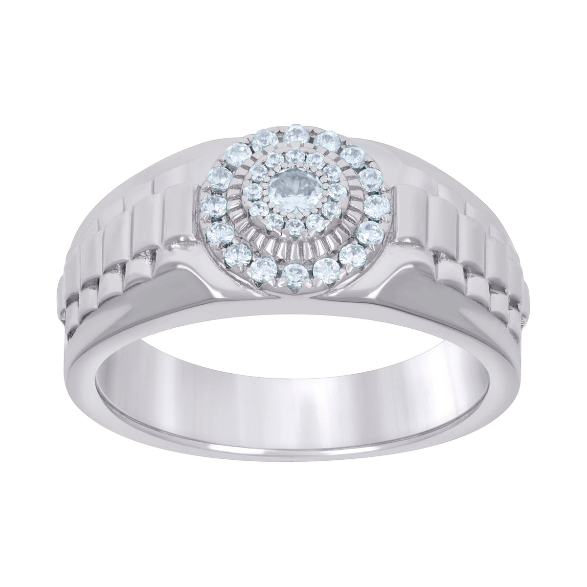 925 Sterling Silver Mens Cubic-Zirconia Fashion Ring Size 8