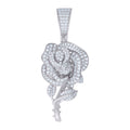 925 Sterling Silver Womens Cubic-Zirconia Rose Flower Fashion Charm Pendant