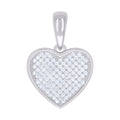 925 Sterling Silver Womens Cubic-Zirconia Heart Charm Pendant